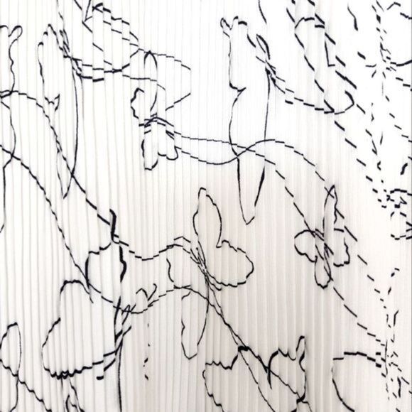 NWOT Ann Taylor Abstract Butterly Pleated Long-Sleeve Blouse - Picture 5 of 8